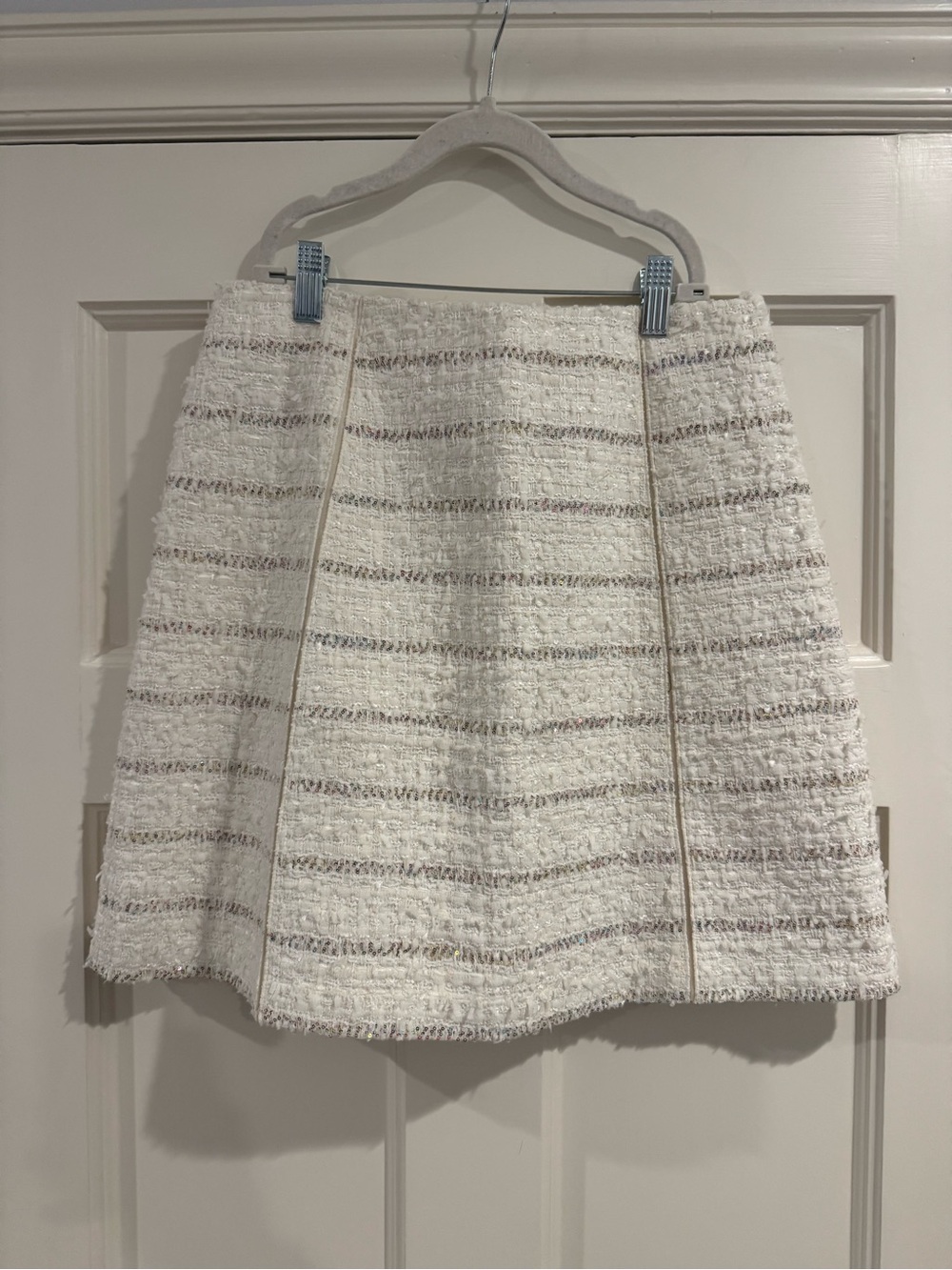 Ivory A-Line Textured Tweed Skirt